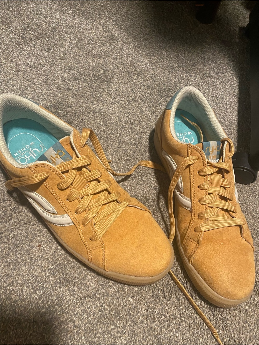 Ryka Viv Next  for fall! Women’s yellow oak color suede Lace-Up Sneakers